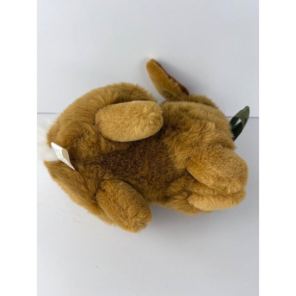 Vintage Chosun Plush Bunny Rabbit 7" Green Bow Brown & White Fluffy Tail Korea - Picture 6 of 8